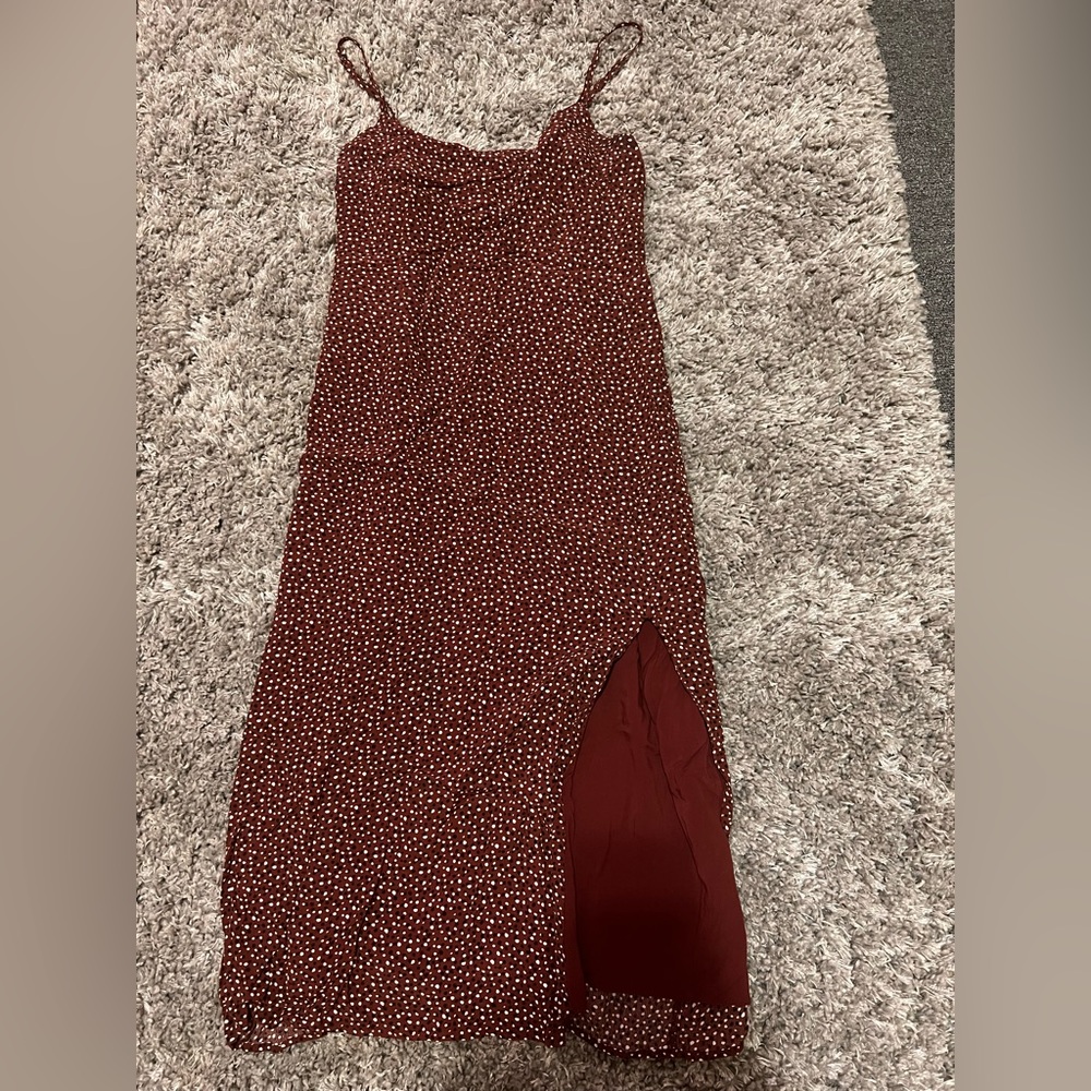 Abercrombie and Fitch Burgundy with polka dots maxi dress.